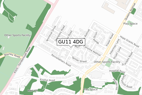 GU11 4DG map - large scale - OS Open Zoomstack (Ordnance Survey)