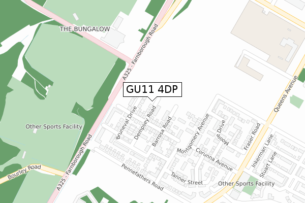 GU11 4DP map - large scale - OS Open Zoomstack (Ordnance Survey)