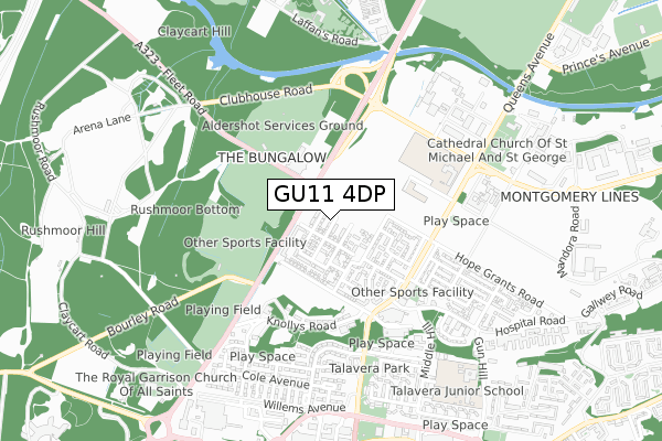 GU11 4DP map - small scale - OS Open Zoomstack (Ordnance Survey)