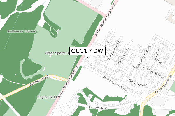 GU11 4DW map - large scale - OS Open Zoomstack (Ordnance Survey)