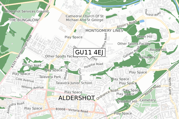 GU11 4EJ map - small scale - OS Open Zoomstack (Ordnance Survey)