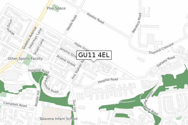 GU11 4EL map - large scale - OS Open Zoomstack (Ordnance Survey)