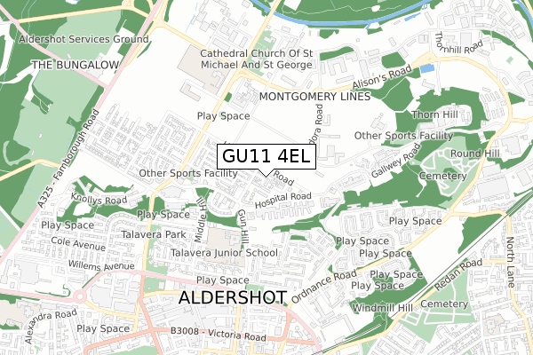 GU11 4EL map - small scale - OS Open Zoomstack (Ordnance Survey)