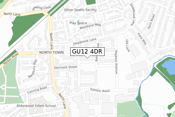 GU12 4DR map - large scale - OS Open Zoomstack (Ordnance Survey)