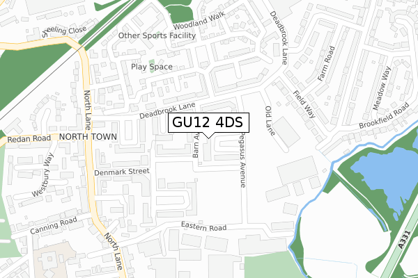 GU12 4DS map - large scale - OS Open Zoomstack (Ordnance Survey)