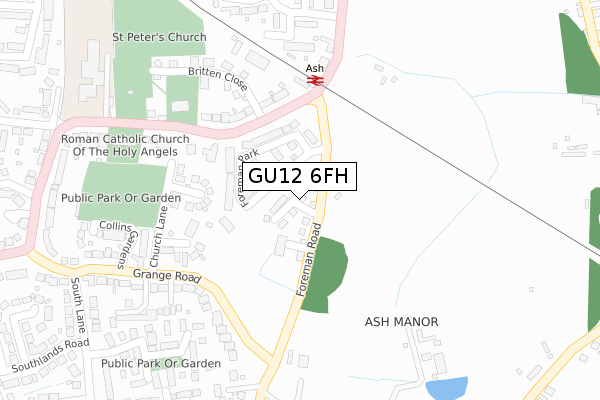 GU12 6FH map - large scale - OS Open Zoomstack (Ordnance Survey)