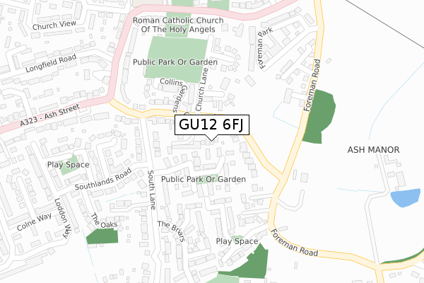 GU12 6FJ map - large scale - OS Open Zoomstack (Ordnance Survey)