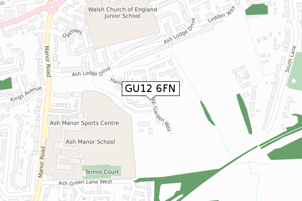 GU12 6FN map - large scale - OS Open Zoomstack (Ordnance Survey)