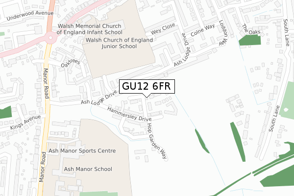 GU12 6FR map - large scale - OS Open Zoomstack (Ordnance Survey)