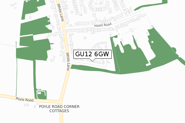 GU12 6GW map - large scale - OS Open Zoomstack (Ordnance Survey)