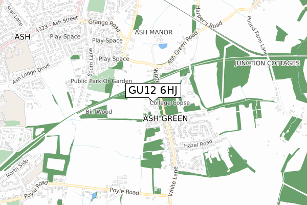 GU12 6HJ map - small scale - OS Open Zoomstack (Ordnance Survey)