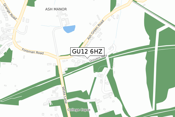 GU12 6HZ map - large scale - OS Open Zoomstack (Ordnance Survey)