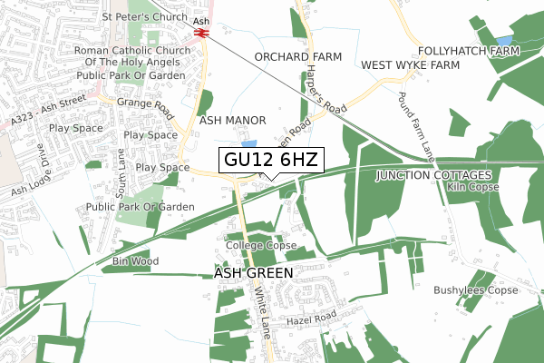 GU12 6HZ map - small scale - OS Open Zoomstack (Ordnance Survey)