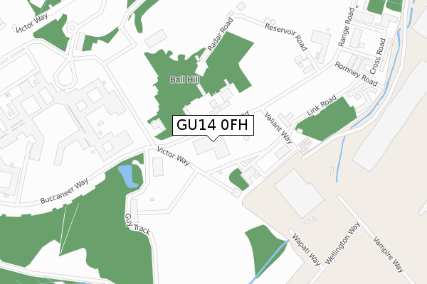 GU14 0FH map - large scale - OS Open Zoomstack (Ordnance Survey)