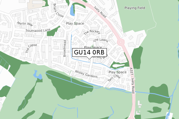 GU14 0RB map - large scale - OS Open Zoomstack (Ordnance Survey)