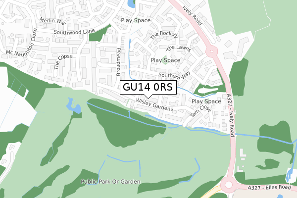 GU14 0RS map - large scale - OS Open Zoomstack (Ordnance Survey)