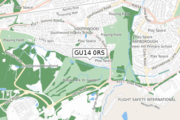 GU14 0RS map - small scale - OS Open Zoomstack (Ordnance Survey)