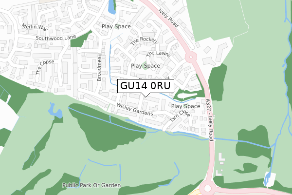 GU14 0RU map - large scale - OS Open Zoomstack (Ordnance Survey)