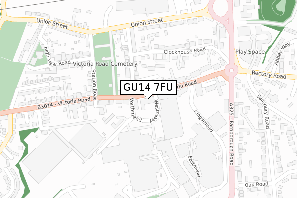 GU14 7FU map - large scale - OS Open Zoomstack (Ordnance Survey)