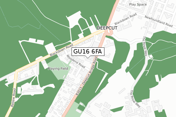 GU16 6FA map - large scale - OS Open Zoomstack (Ordnance Survey)