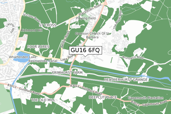 GU16 6FQ map - small scale - OS Open Zoomstack (Ordnance Survey)