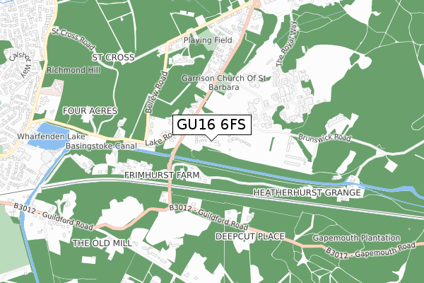 GU16 6FS map - small scale - OS Open Zoomstack (Ordnance Survey)