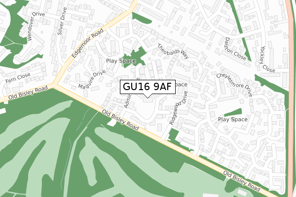 GU16 9AF map - large scale - OS Open Zoomstack (Ordnance Survey)