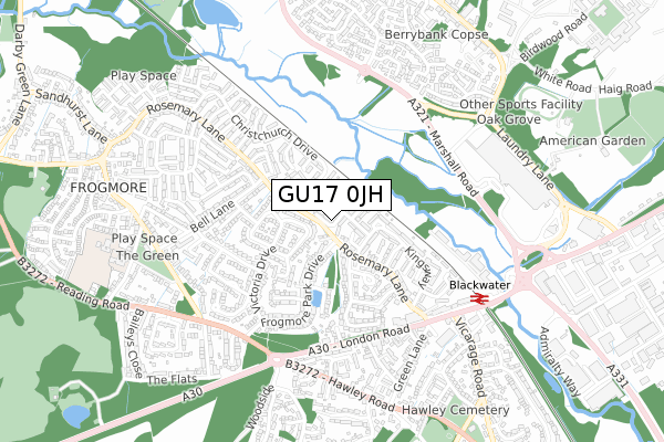 GU17 0JH map - small scale - OS Open Zoomstack (Ordnance Survey)