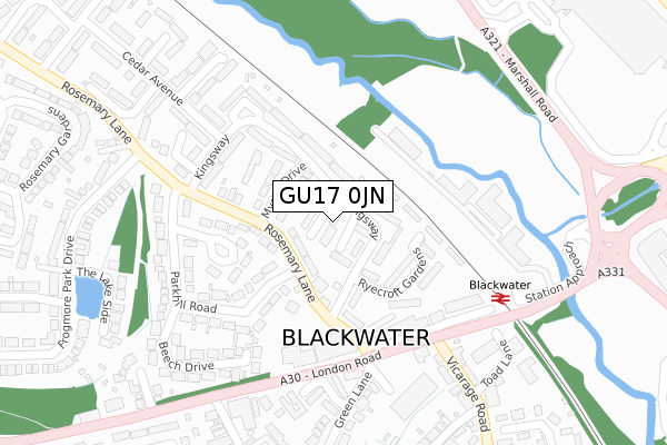 GU17 0JN map - large scale - OS Open Zoomstack (Ordnance Survey)