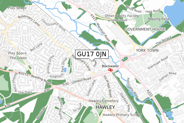 GU17 0JN map - small scale - OS Open Zoomstack (Ordnance Survey)