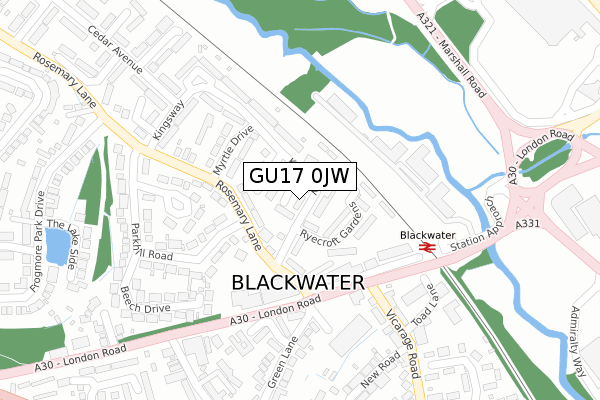 GU17 0JW map - large scale - OS Open Zoomstack (Ordnance Survey)