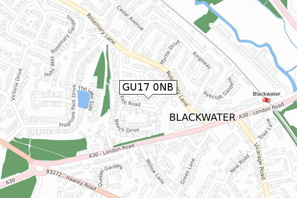 GU17 0NB map - large scale - OS Open Zoomstack (Ordnance Survey)