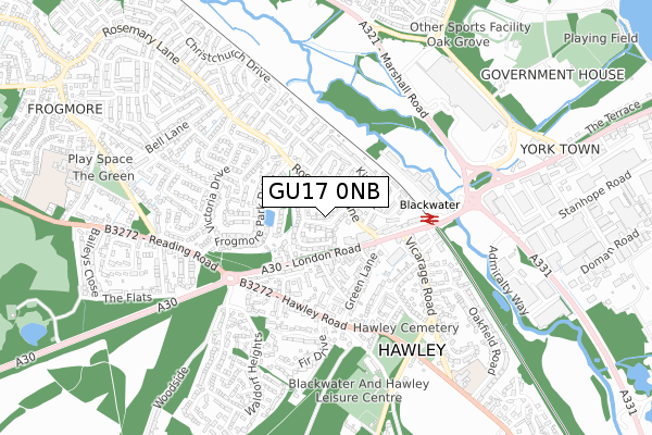 GU17 0NB map - small scale - OS Open Zoomstack (Ordnance Survey)