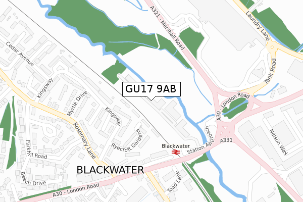 GU17 9AB map - large scale - OS Open Zoomstack (Ordnance Survey)