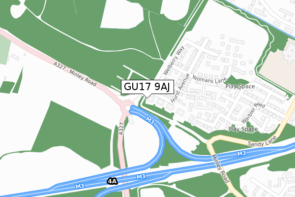 GU17 9AJ map - large scale - OS Open Zoomstack (Ordnance Survey)