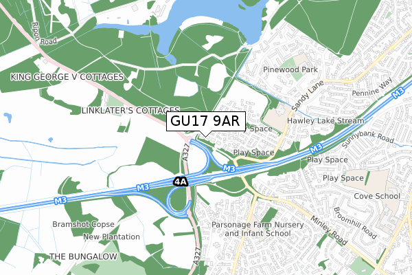 GU17 9AR map - small scale - OS Open Zoomstack (Ordnance Survey)