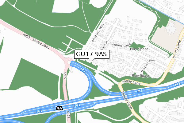 GU17 9AS map - large scale - OS Open Zoomstack (Ordnance Survey)