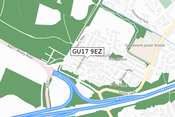 GU17 9EZ map - large scale - OS Open Zoomstack (Ordnance Survey)