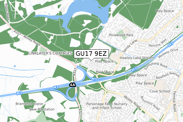 GU17 9EZ map - small scale - OS Open Zoomstack (Ordnance Survey)