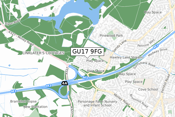 GU17 9FG map - small scale - OS Open Zoomstack (Ordnance Survey)