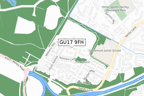 GU17 9FH map - large scale - OS Open Zoomstack (Ordnance Survey)