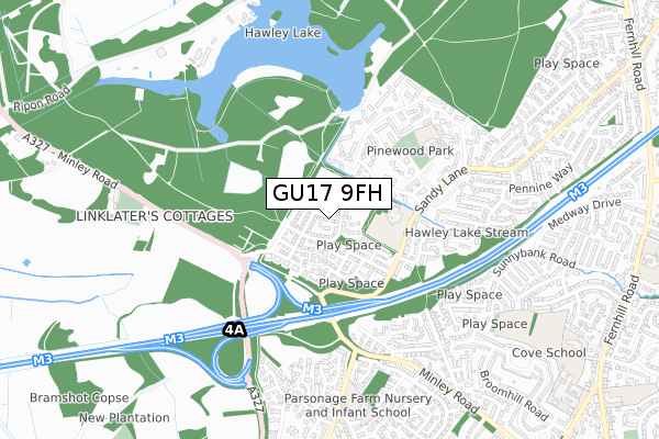 GU17 9FH map - small scale - OS Open Zoomstack (Ordnance Survey)