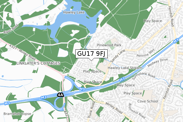 GU17 9FJ map - small scale - OS Open Zoomstack (Ordnance Survey)