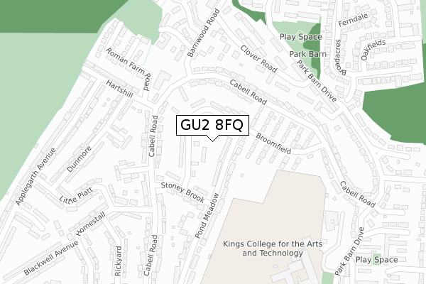 GU2 8FQ map - large scale - OS Open Zoomstack (Ordnance Survey)