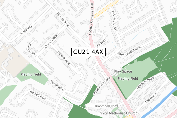 GU21 4AX map - large scale - OS Open Zoomstack (Ordnance Survey)