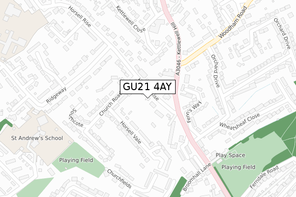 GU21 4AY map - large scale - OS Open Zoomstack (Ordnance Survey)