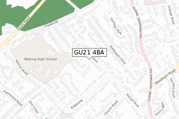 GU21 4BA map - large scale - OS Open Zoomstack (Ordnance Survey)