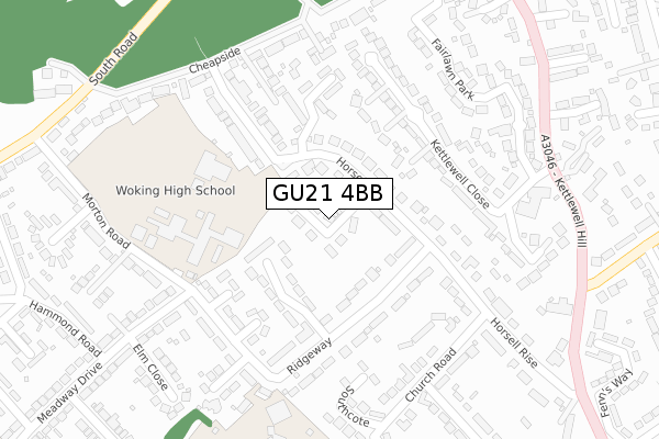 GU21 4BB map - large scale - OS Open Zoomstack (Ordnance Survey)