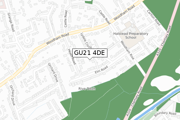 GU21 4DE map - large scale - OS Open Zoomstack (Ordnance Survey)