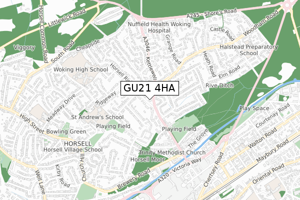 GU21 4HA map - small scale - OS Open Zoomstack (Ordnance Survey)